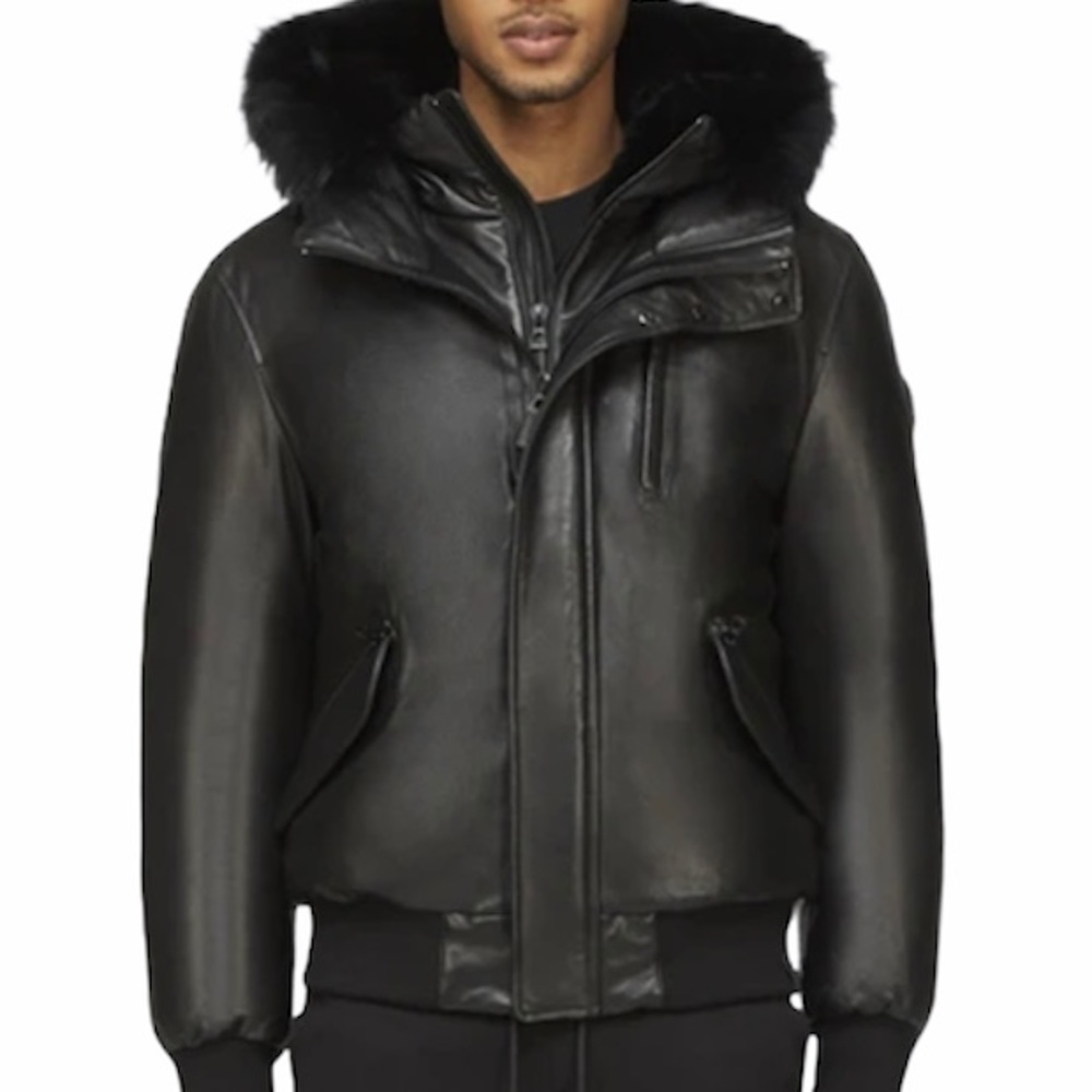 Rudsak Crawley Men's Leather Down Bomber Jacket